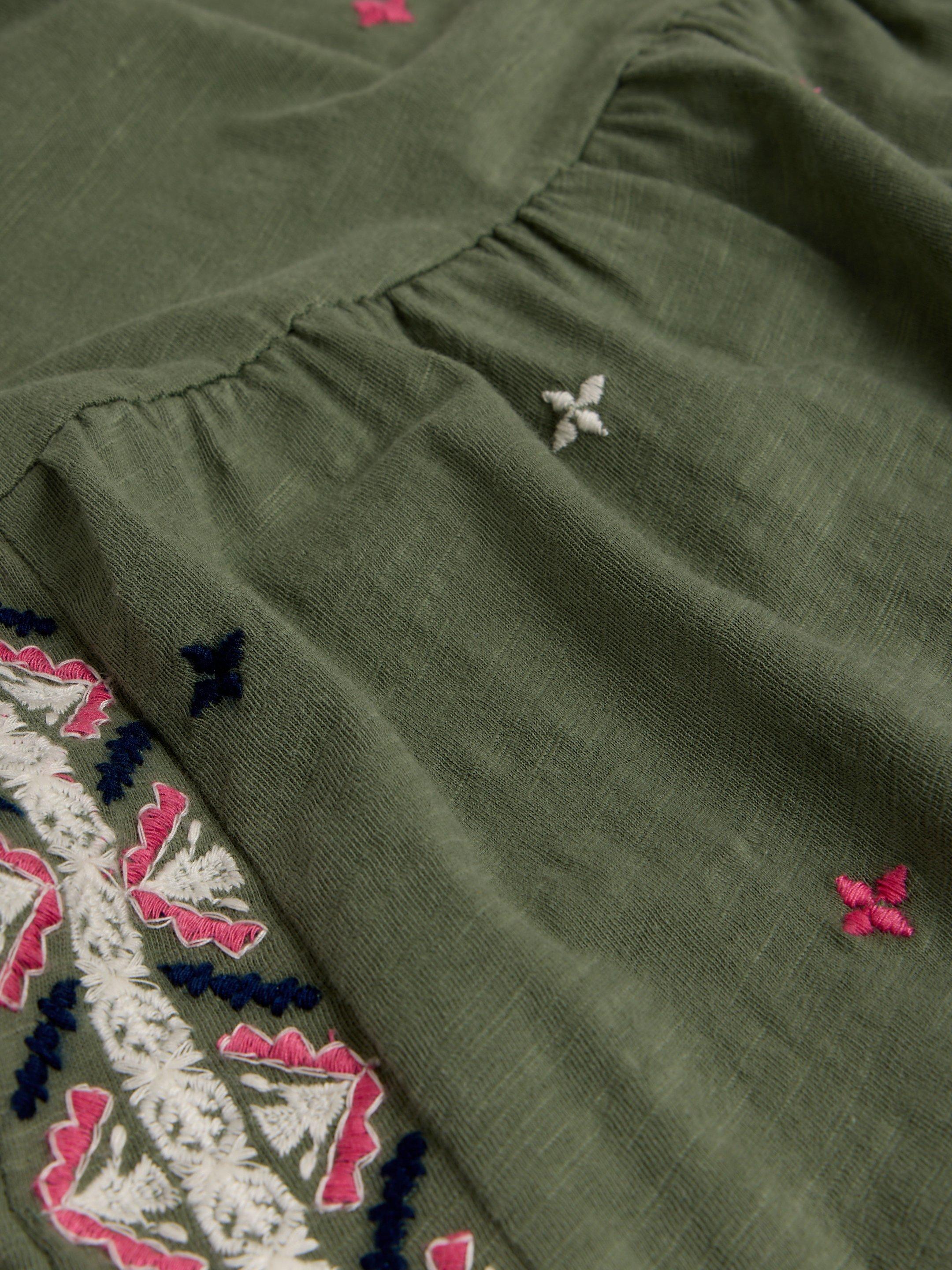 Addison Embroidered Cotton Dress in GREEN MLT - FLAT DETAIL