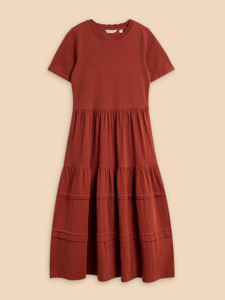 Vera Jersey Midi Dress in DK RED - FLAT FRONT