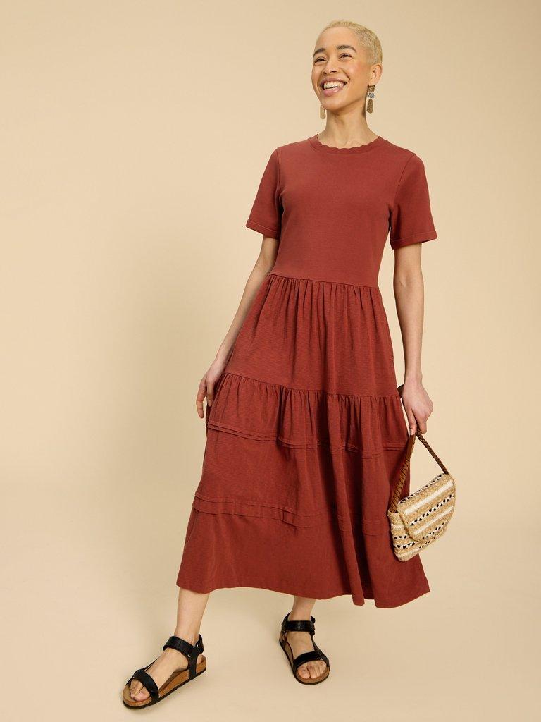 Vera Jersey Midi Dress in DK RED - LIFESTYLE