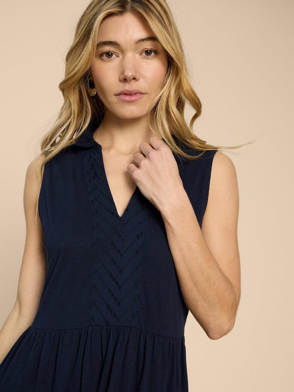 Keira Maxi Jersey Dress in DARK NAVY - MODEL DETAIL