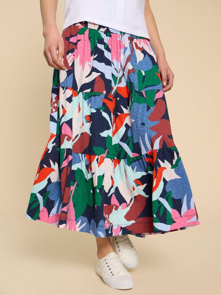 Marissa Jersey Maxi Skirt in BLUE PR - MODEL DETAIL