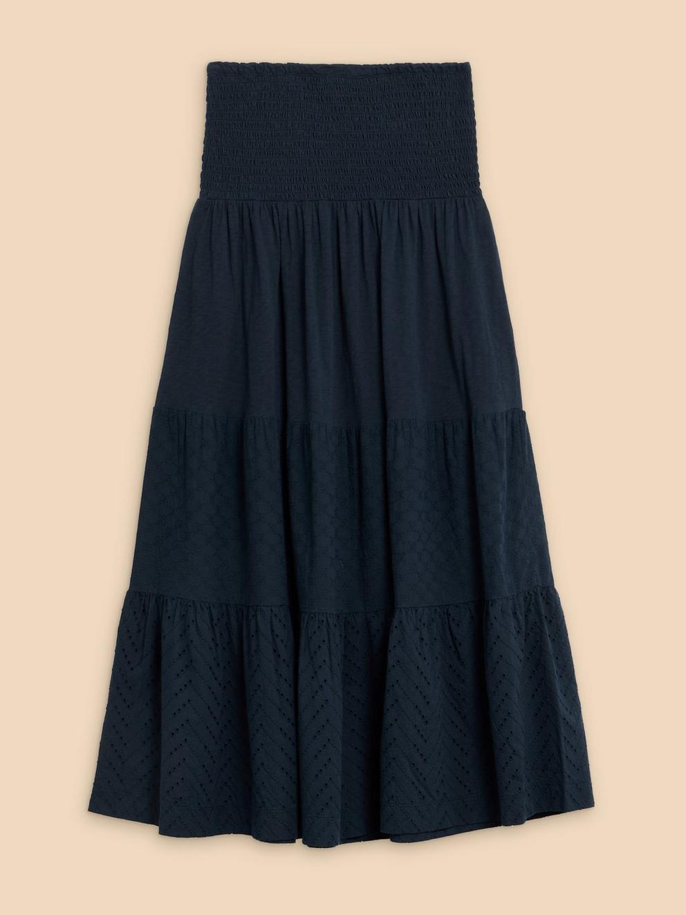 Marissa Broderie Maxi Skirt in DARK NAVY - FLAT BACK