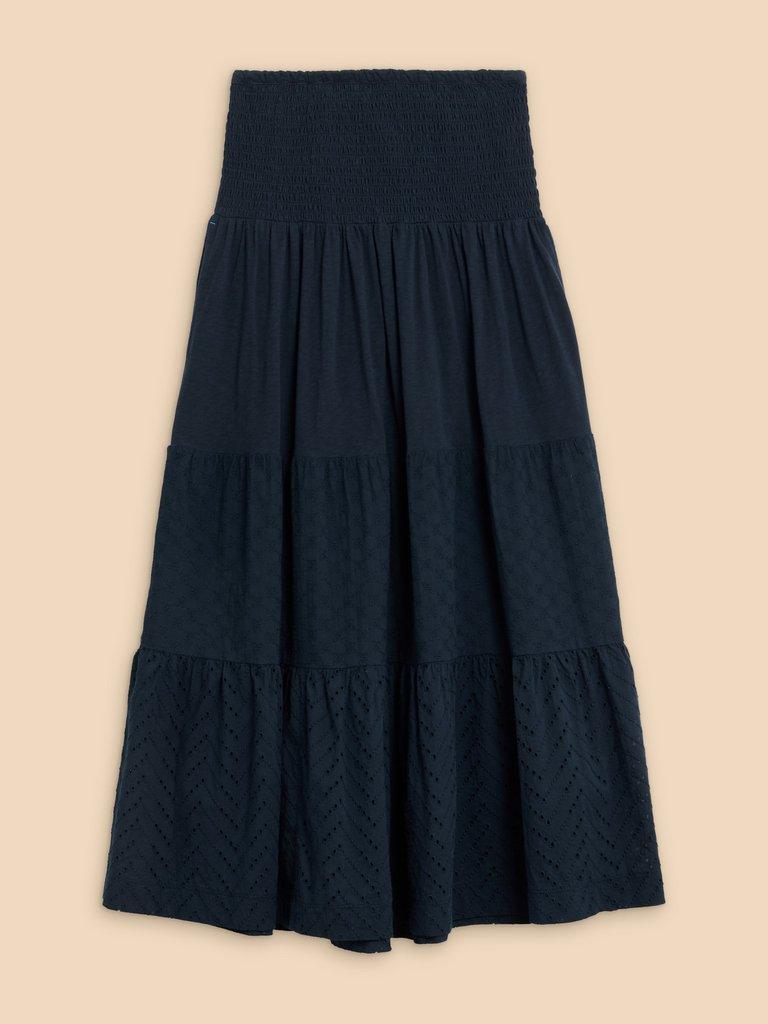 Marissa Broderie Maxi Skirt in DARK NAVY - FLAT FRONT