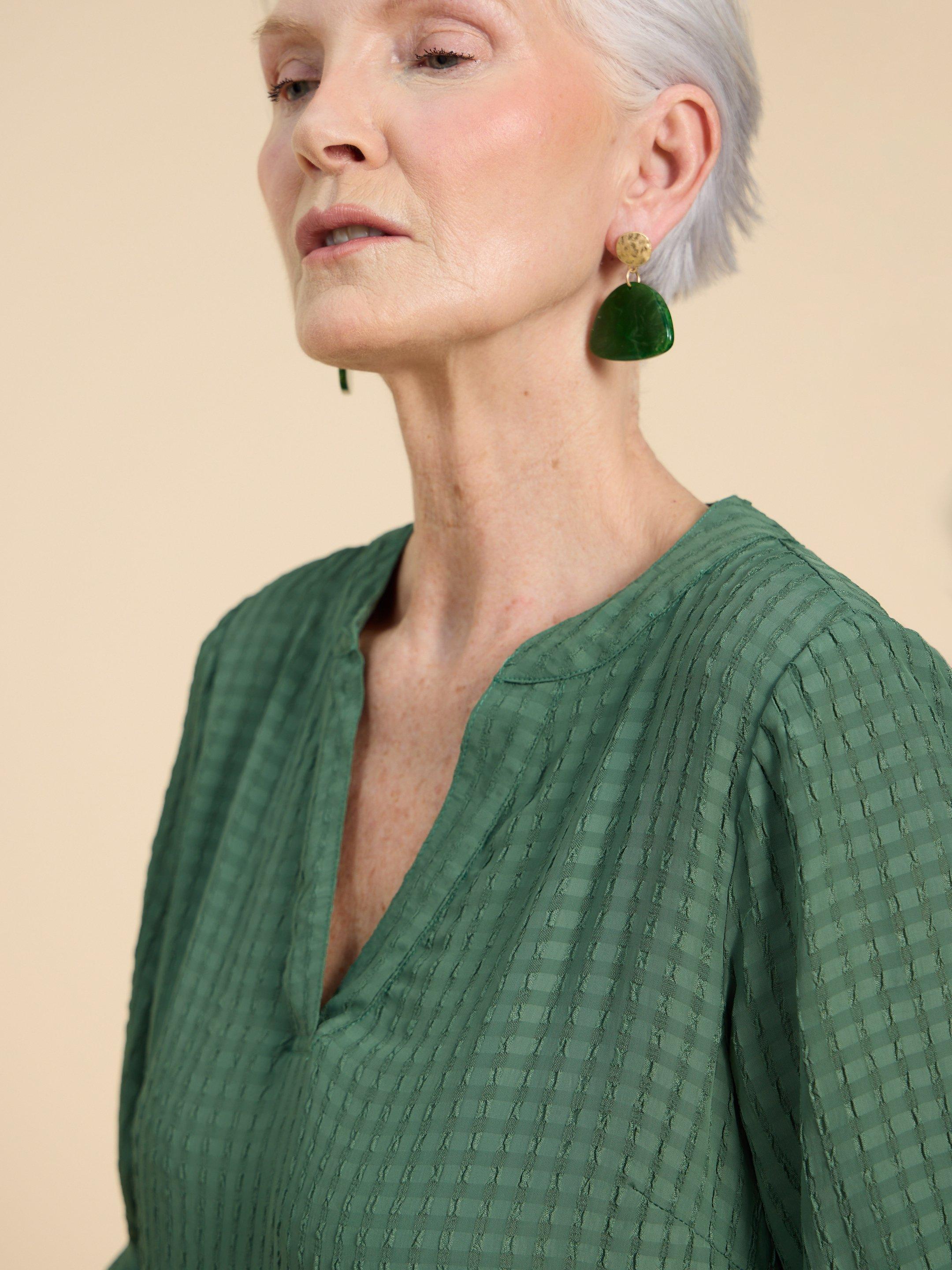 Amelia Dress in MID GREEN - MODEL DETAIL