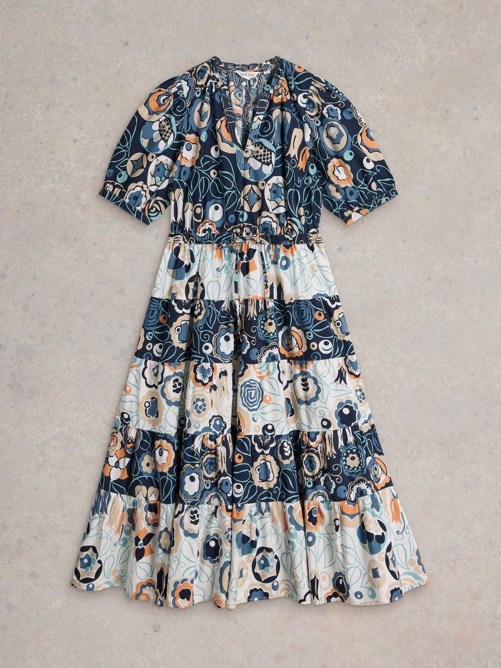 Elle Tiered Dress in BLUE PR - FLAT FRONT