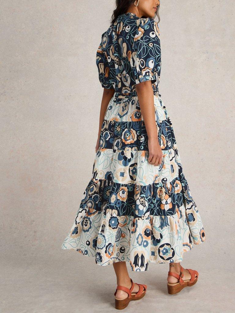 Elle Tiered Dress in BLUE PR - MODEL BACK