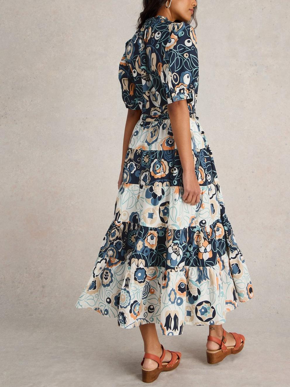 Elle Tiered Dress in BLUE PR - MODEL BACK