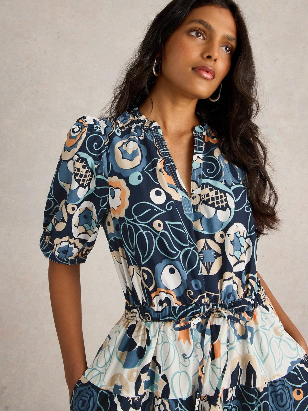 Elle Tiered Dress in BLUE PR - MODEL DETAIL