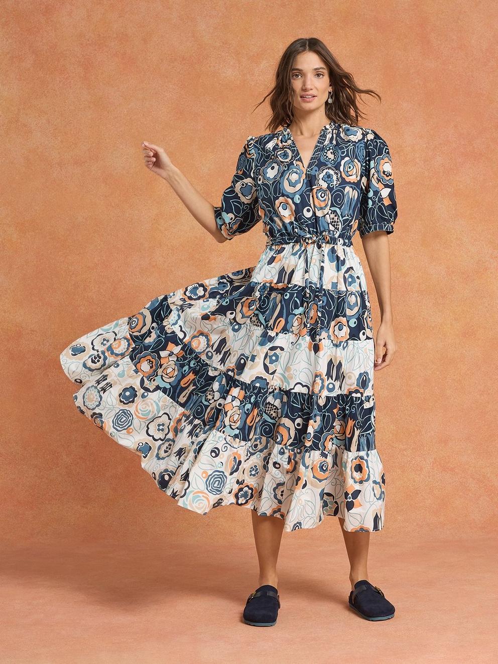Elle Tiered Dress in BLUE PR - MIXED
