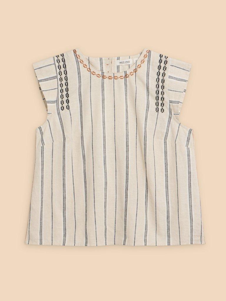 Carla Stripe Linen Blend Top in NATURAL MULTI | White Stuff