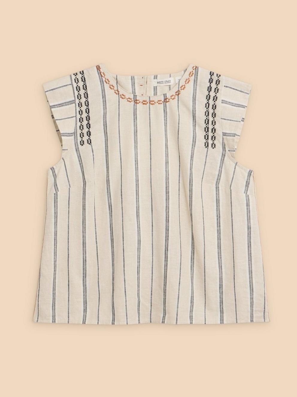 Carla Stripe Linen Blend Top in NATURAL MULTI | White Stuff