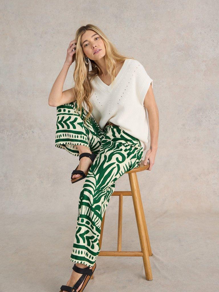 Lucinda Eco Vero Wide Trouser in GREEN PR - LIFESTYLE