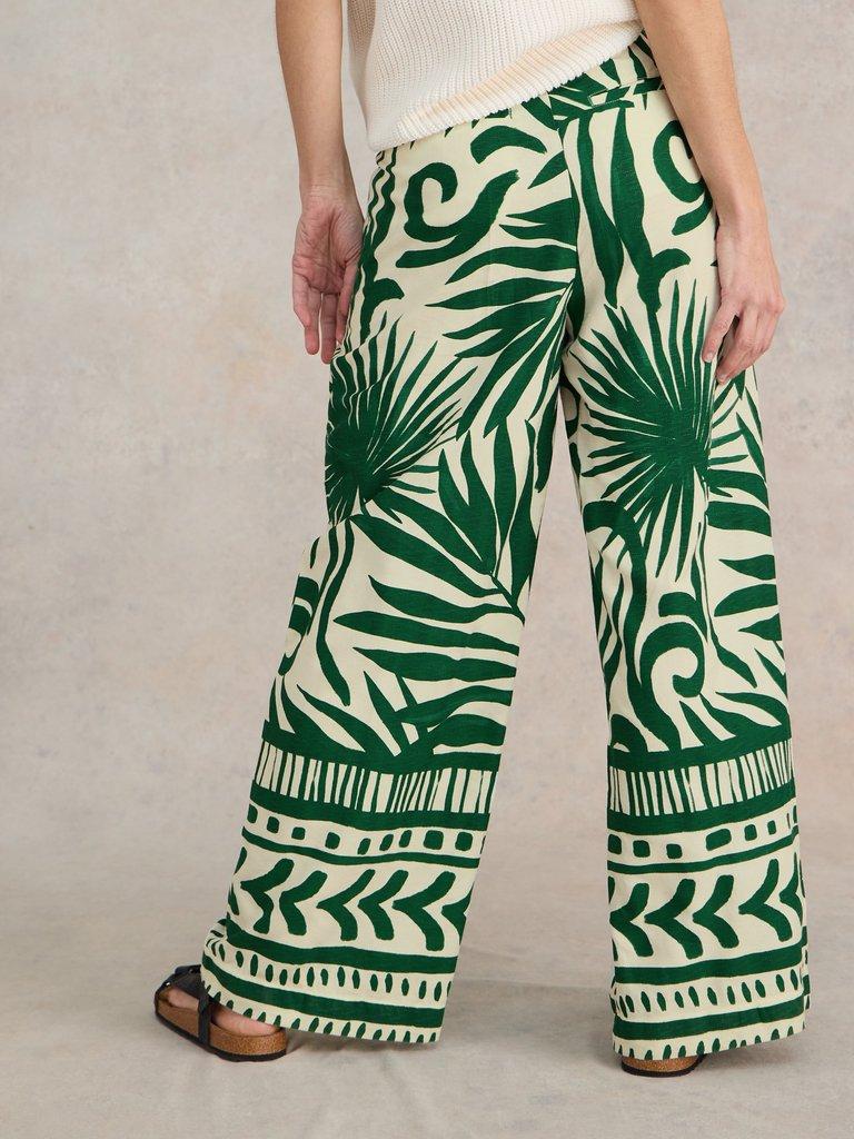 Lucinda Eco Vero Wide Trouser in GREEN PR - MODEL BACK