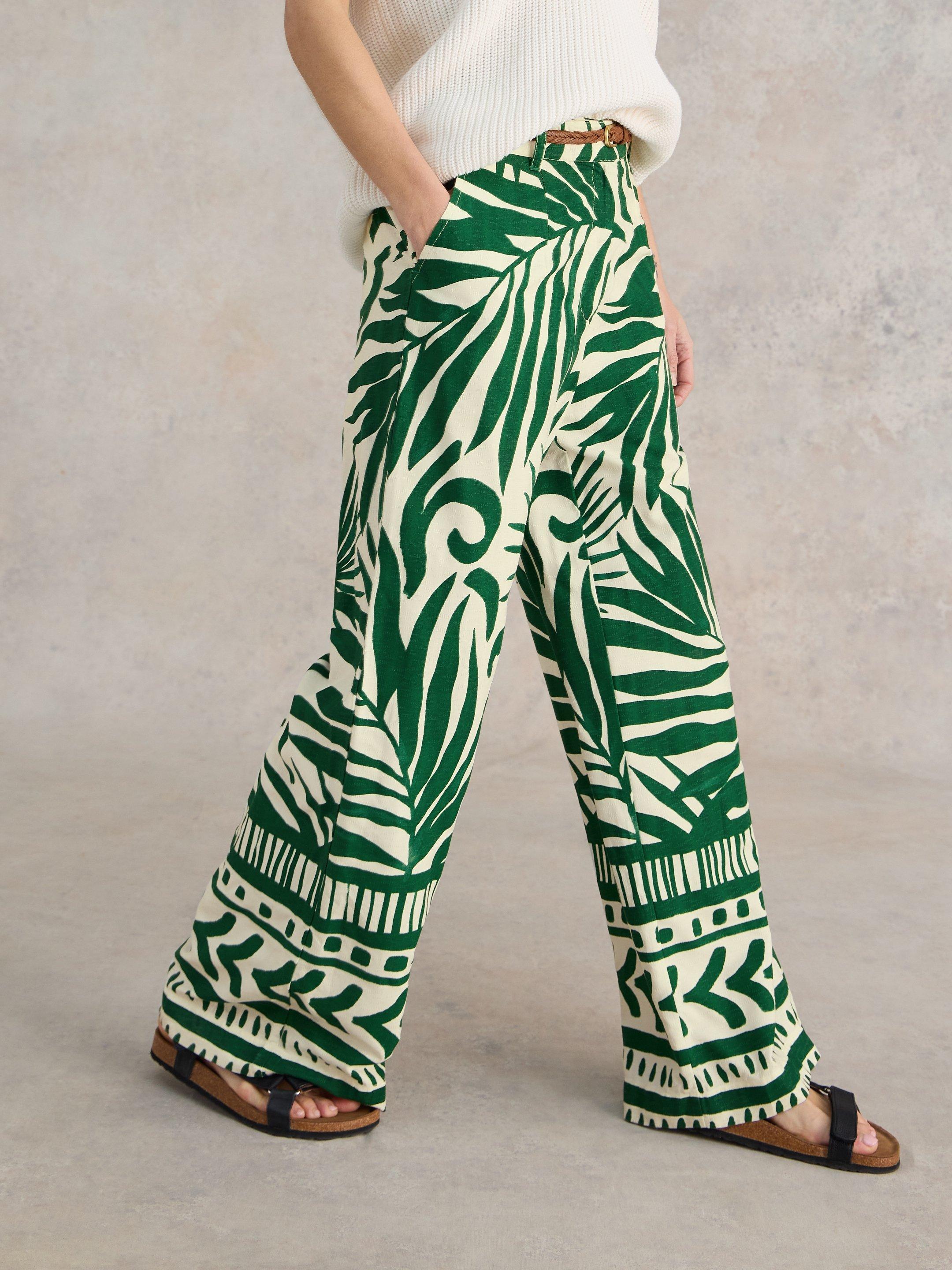 Lucinda Eco Vero Wide Trouser in GREEN PR - MODEL DETAIL