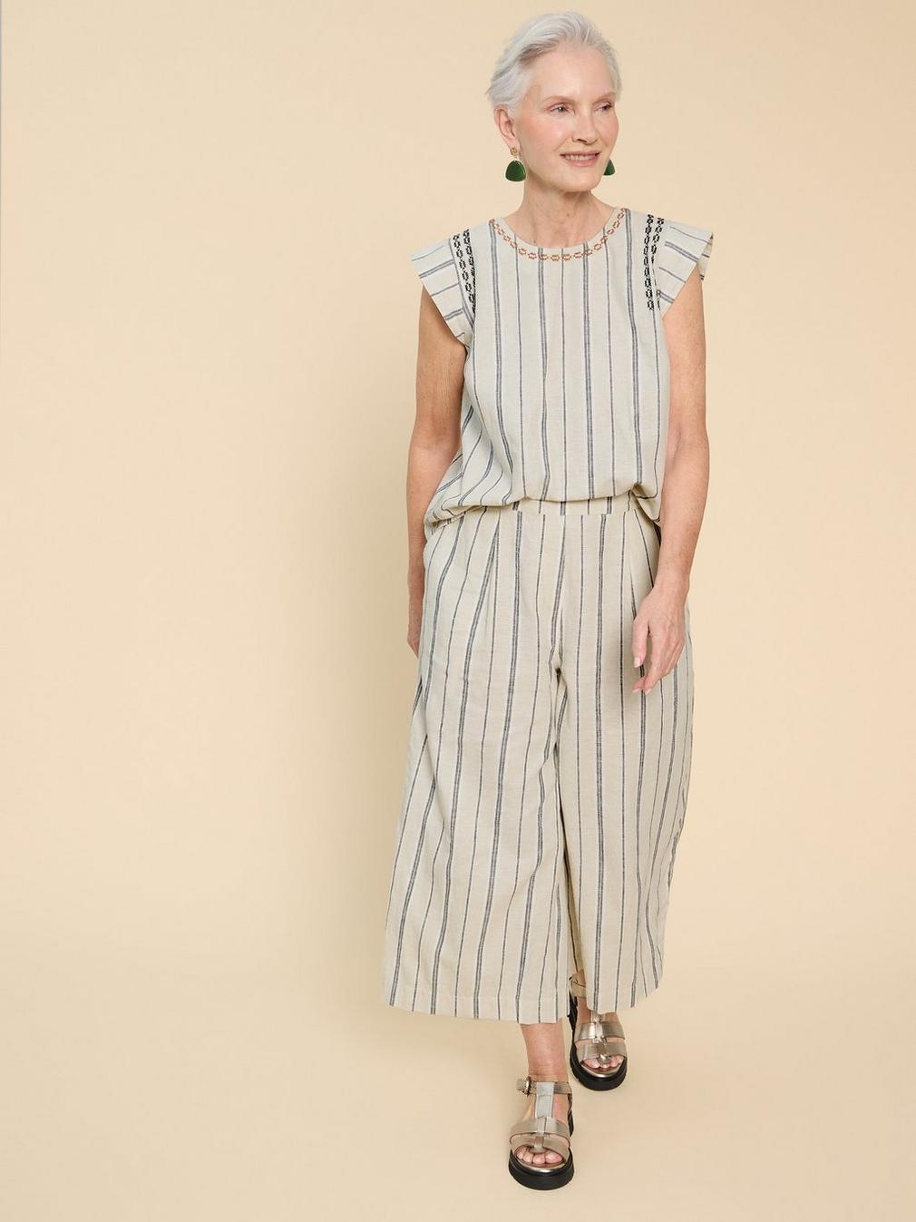 Lisette Stripe Culotte in NAT MLT - LIFESTYLE