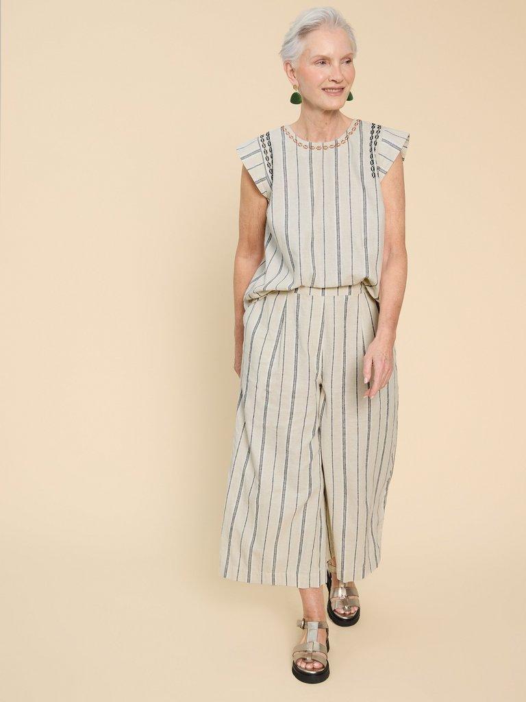 Lisette Stripe Culotte in NAT MLT - LIFESTYLE