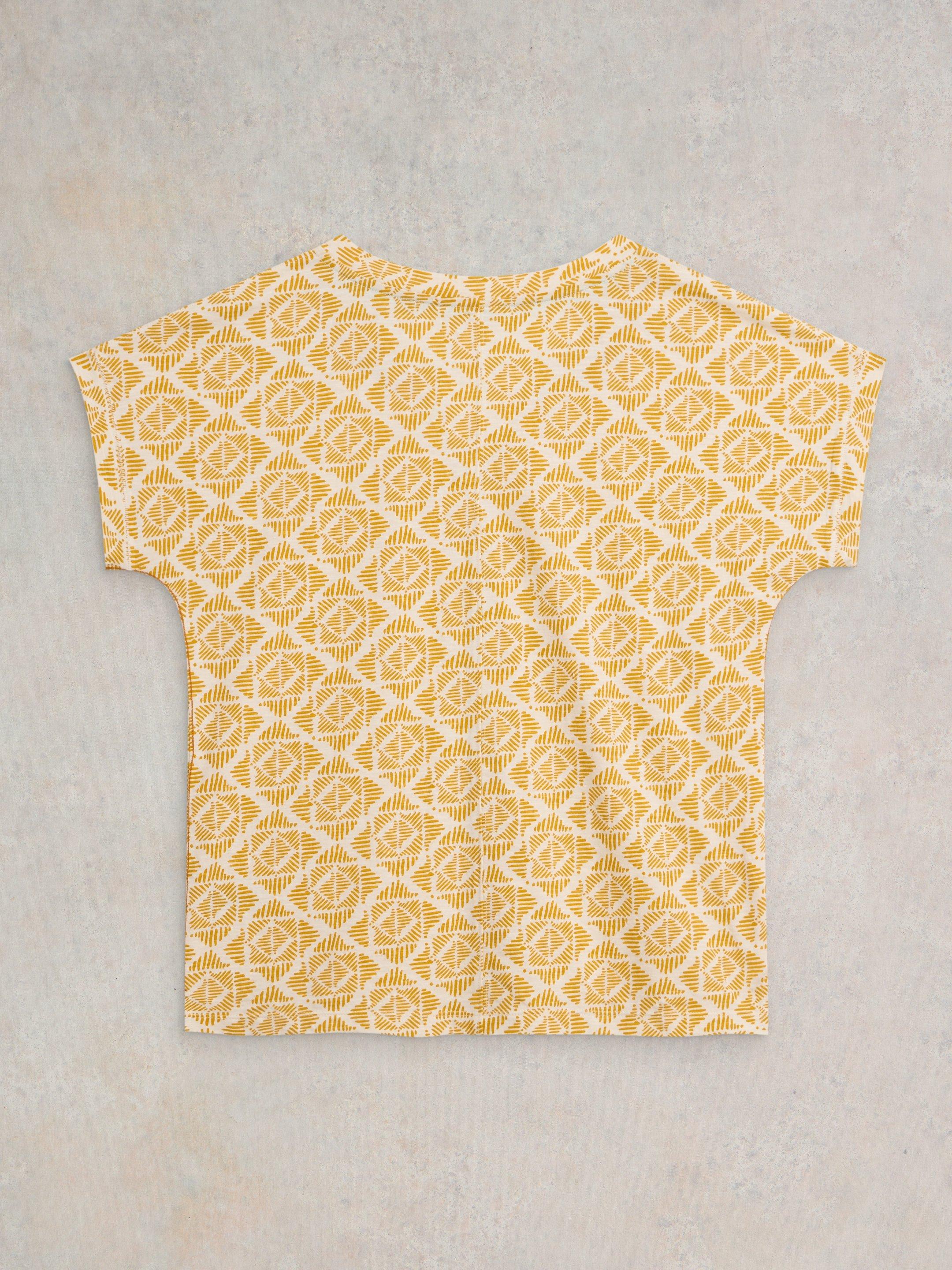 NELLY EMBROIDERED PRINTED TEE in YELLOW PR - FLAT BACK