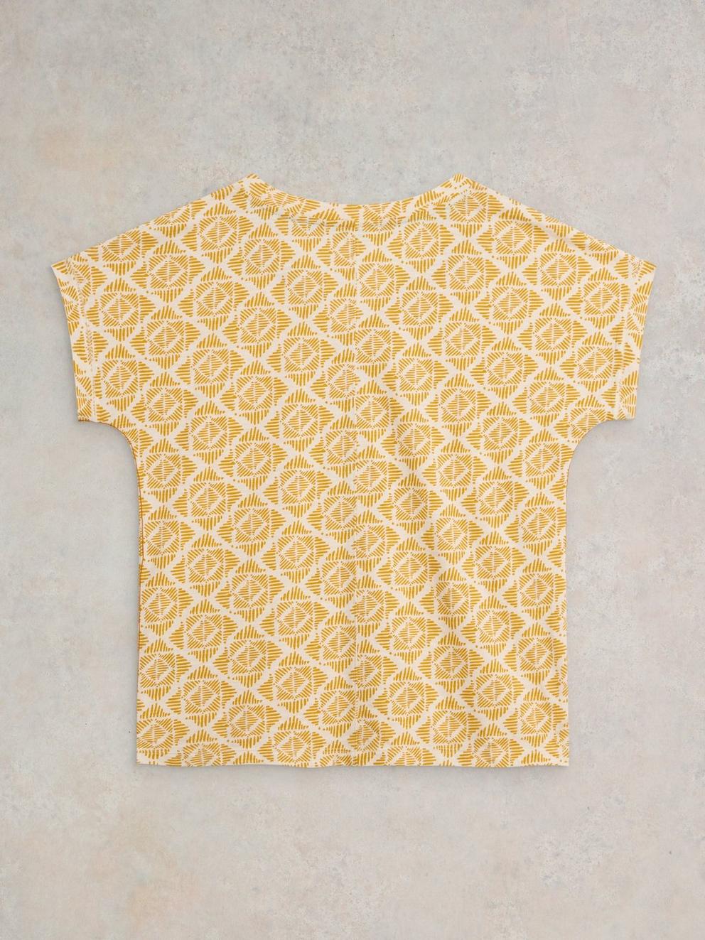 NELLY EMBROIDERED PRINTED TEE in YELLOW PR - FLAT BACK