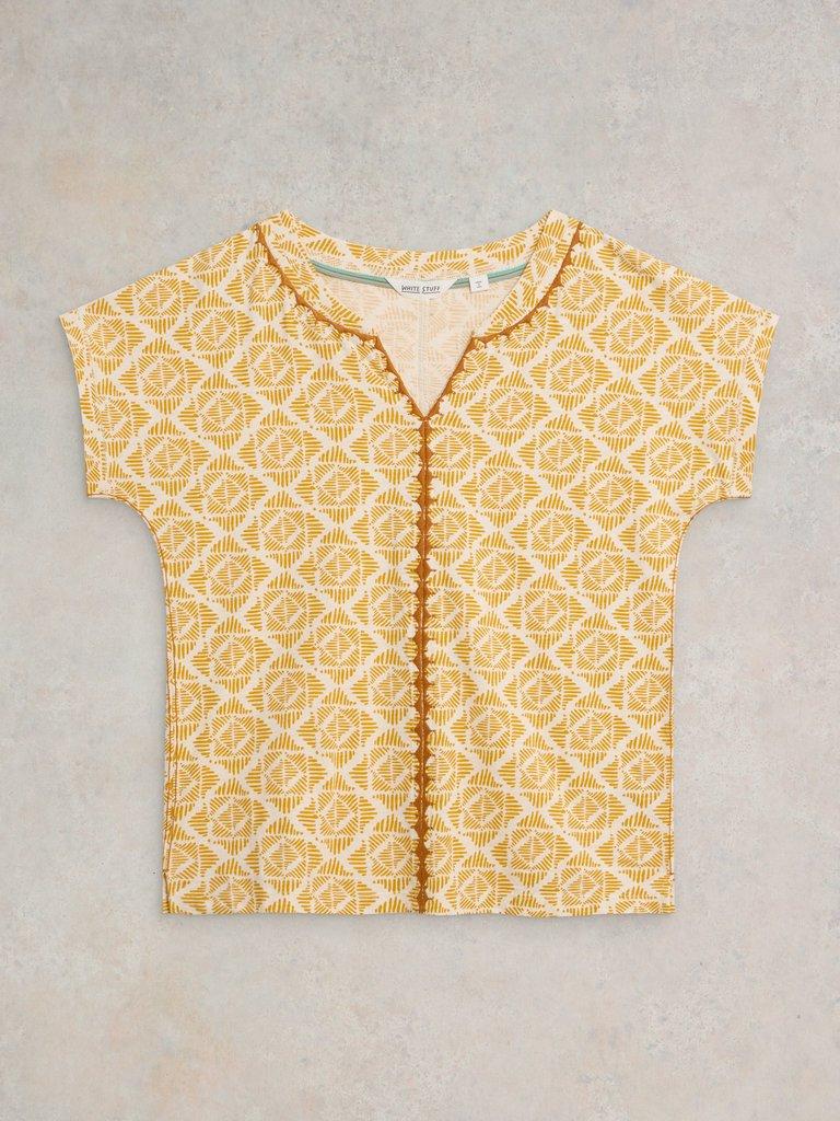 NELLY EMBROIDERED PRINTED TEE in YELLOW PR - FLAT FRONT