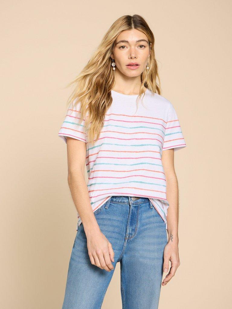 ABBIE STRIPE TEE in IVORY MLT - LIFESTYLE