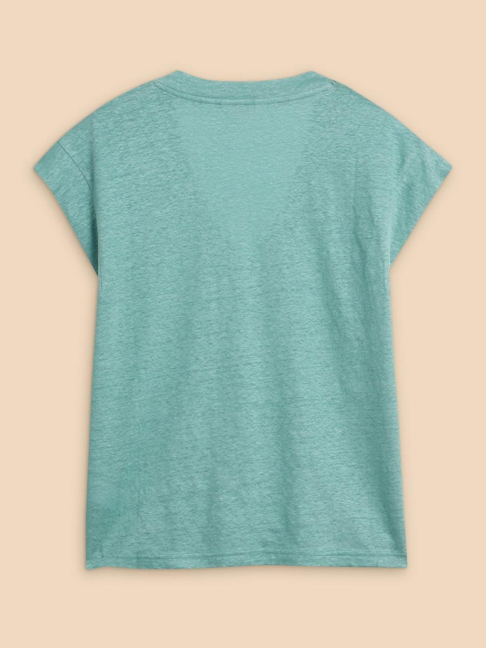 IVY LINEN TEE in MID TEAL - FLAT BACK