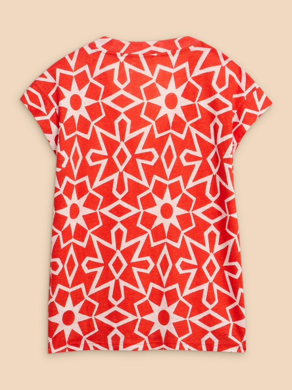 IVY LINEN TEE in RED PR - FLAT BACK