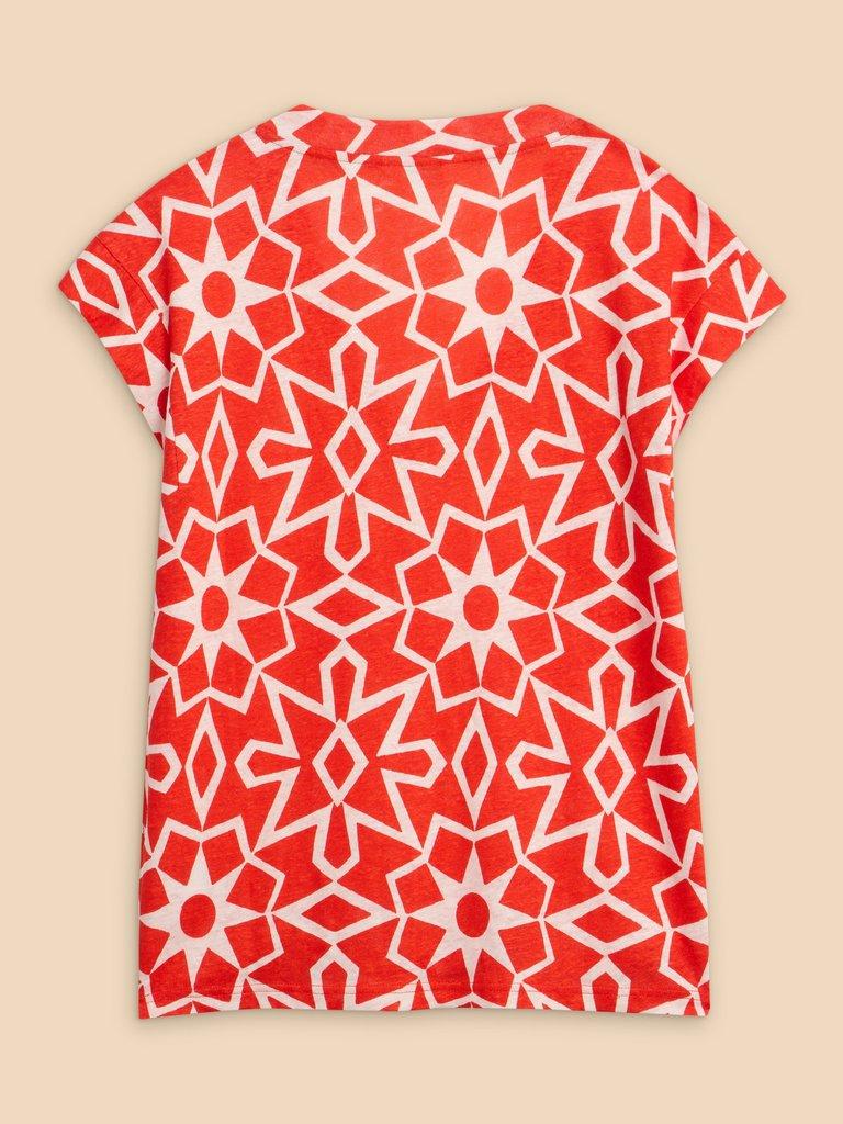 IVY LINEN TEE in RED PR - FLAT BACK