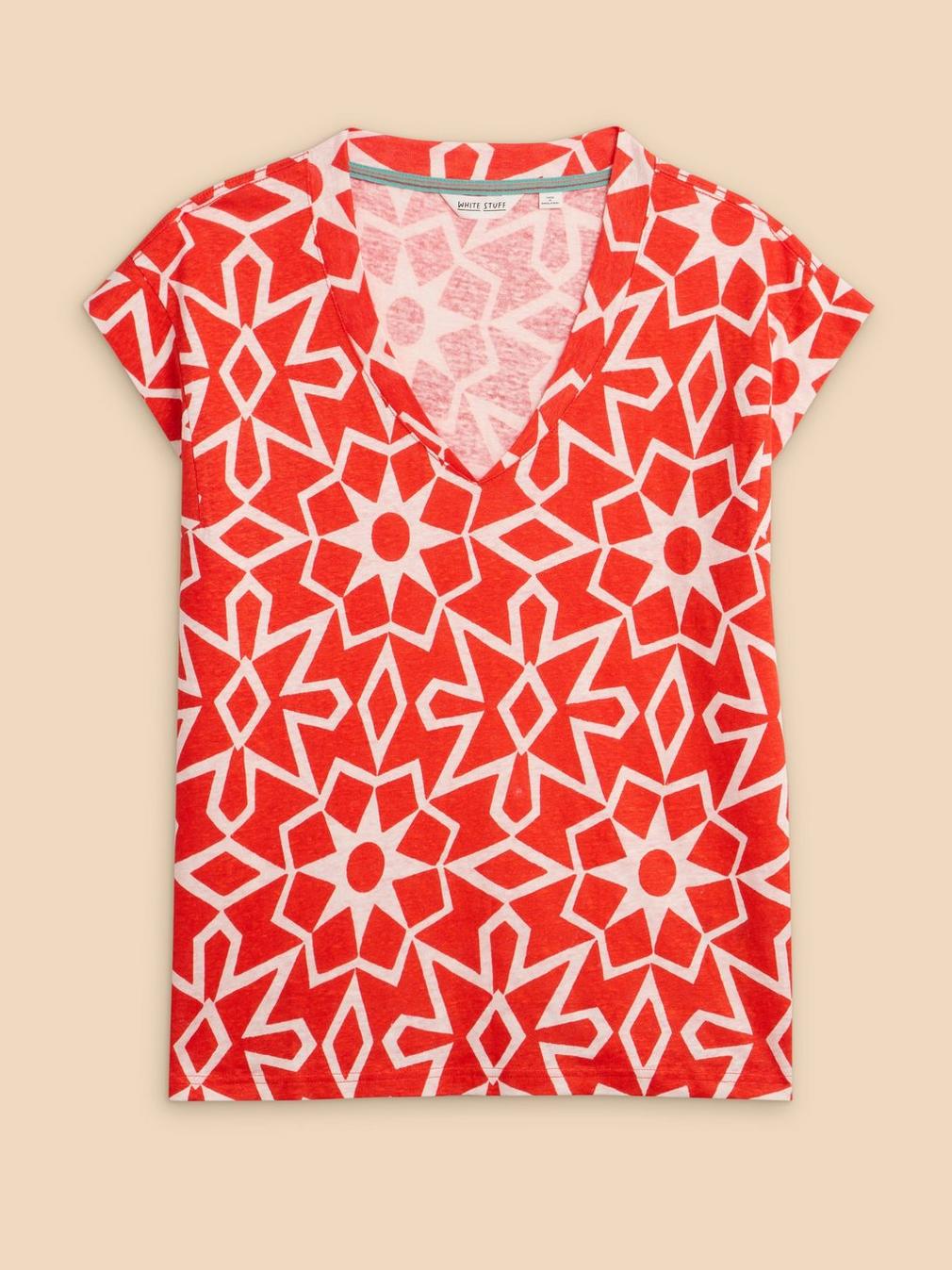 IVY LINEN TEE in RED PR - FLAT FRONT