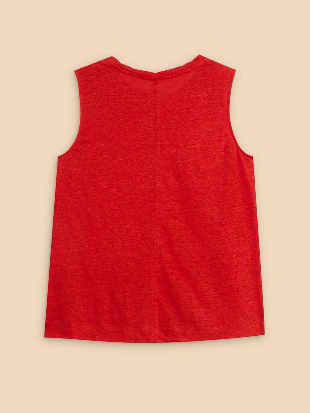 RYLEE LINEN VEST in BRT RED - FLAT BACK