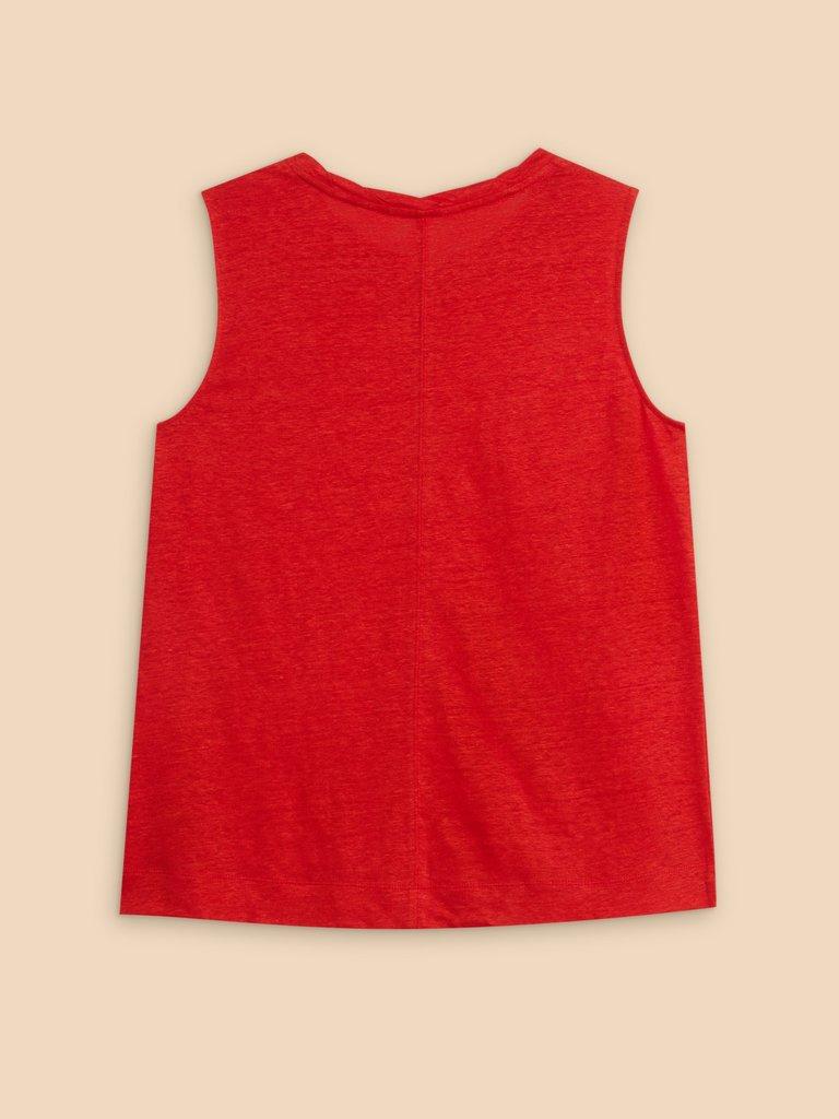 RYLEE LINEN VEST in BRT RED - FLAT BACK