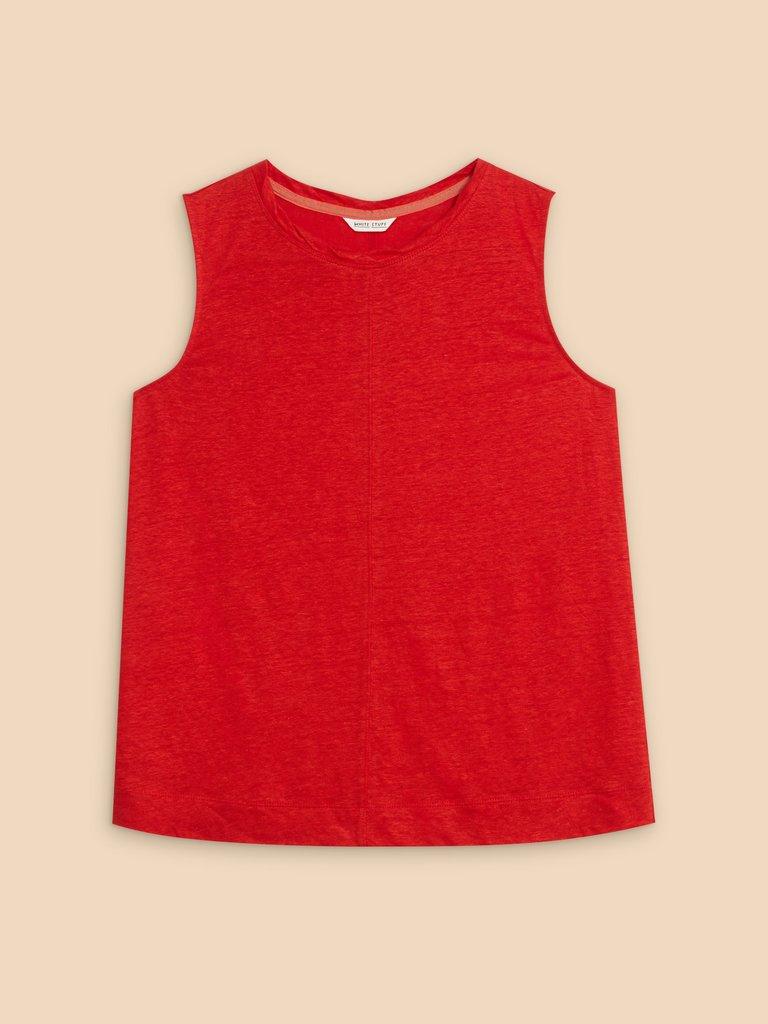 RYLEE LINEN VEST in BRT RED - FLAT FRONT