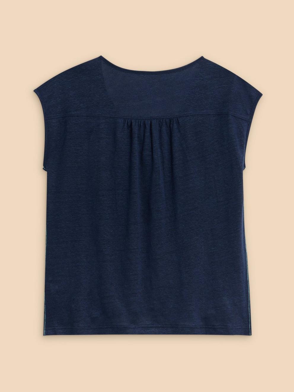 NINA LINEN TANK in FR NAVY - FLAT BACK