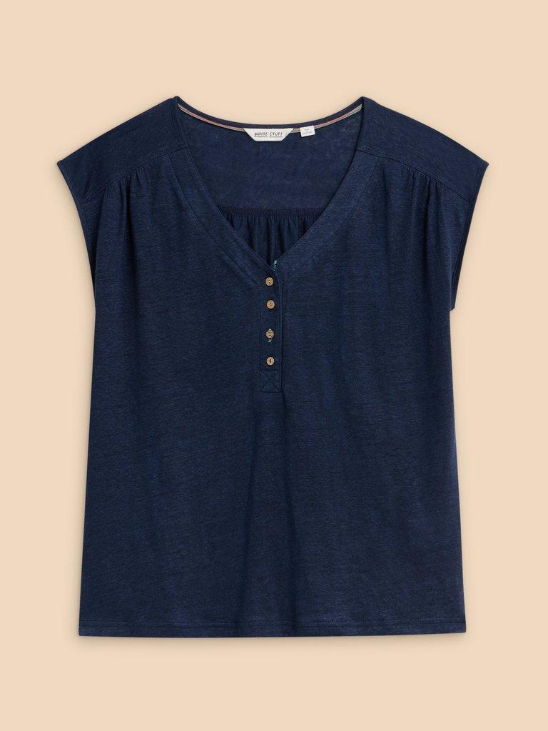 NINA LINEN TANK in FR NAVY - FLAT FRONT