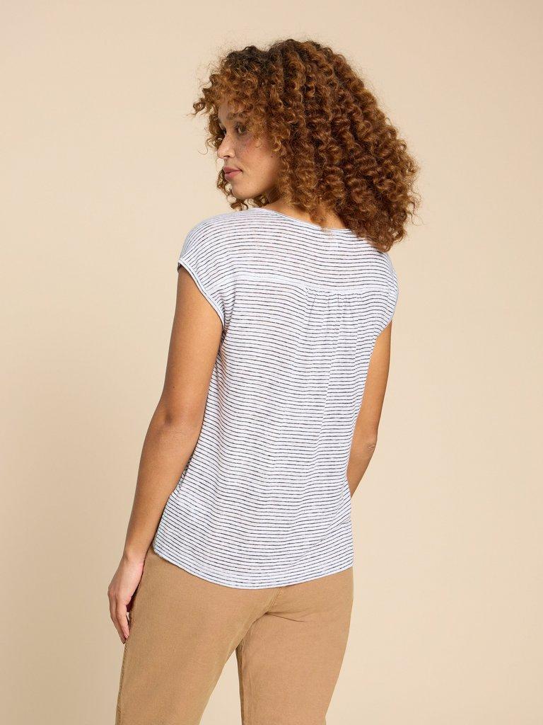 NINA LINEN TANK in WHITE MLT - MODEL BACK