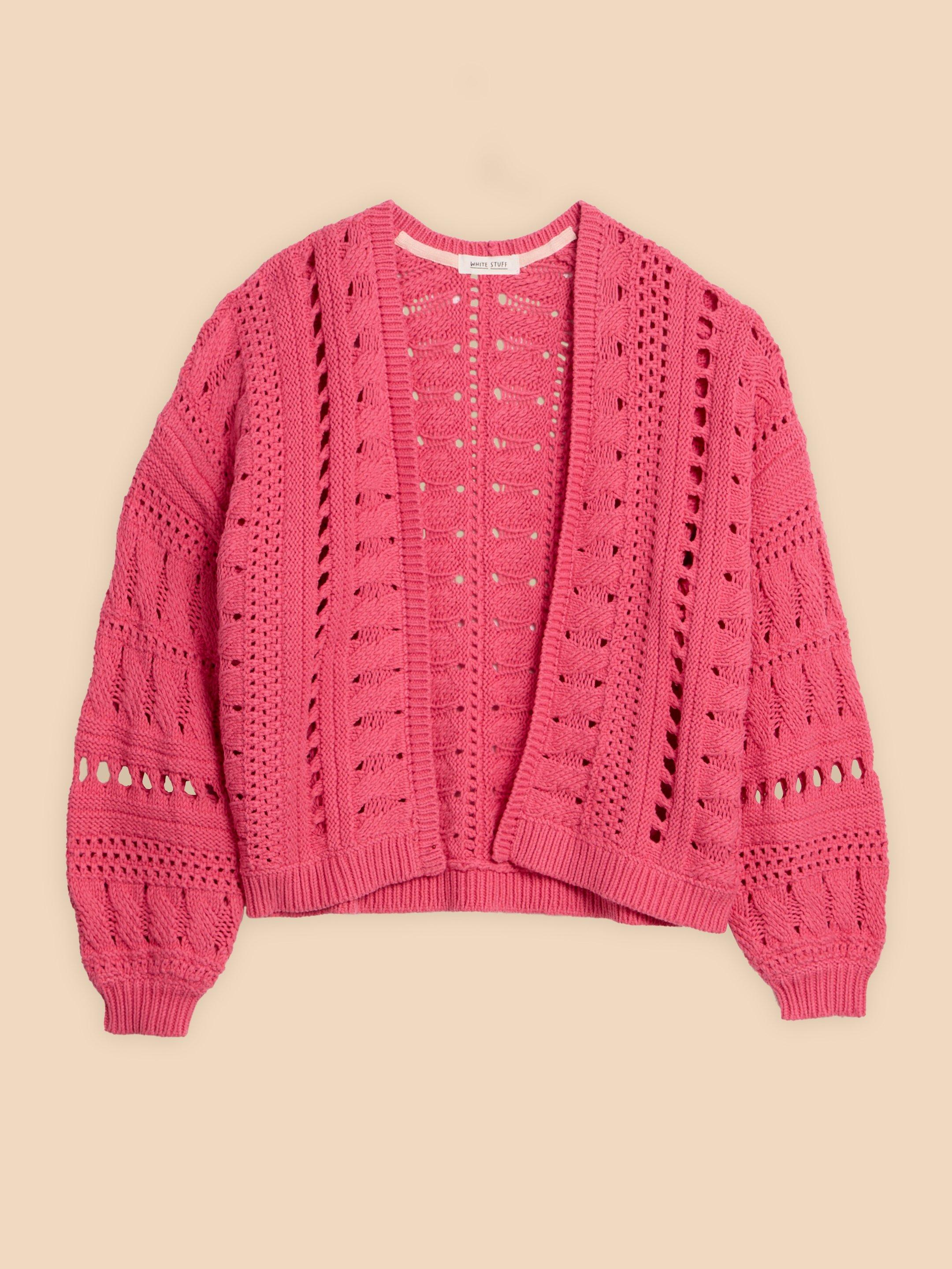 CASEY CARDI in BRT PINK - FLAT FRONT