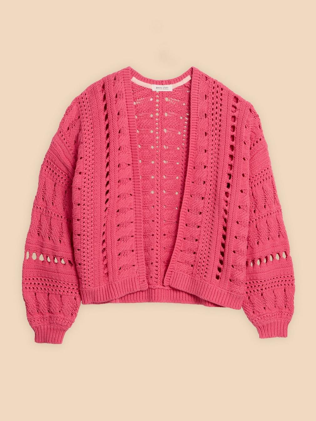 CASEY CARDI in BRT PINK - FLAT FRONT