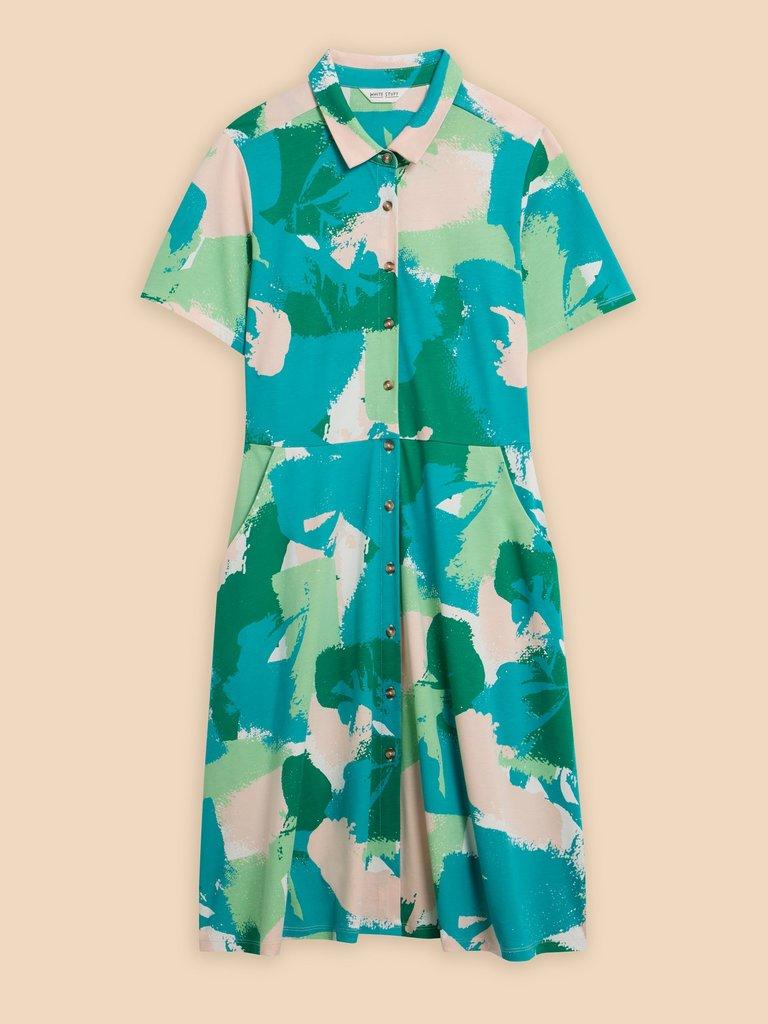 Ria Jersey Shirt Dress in GREEN PR - FLAT FRONT