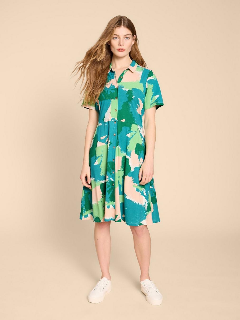 Ria Jersey Shirt Dress in GREEN PR - LIFESTYLE