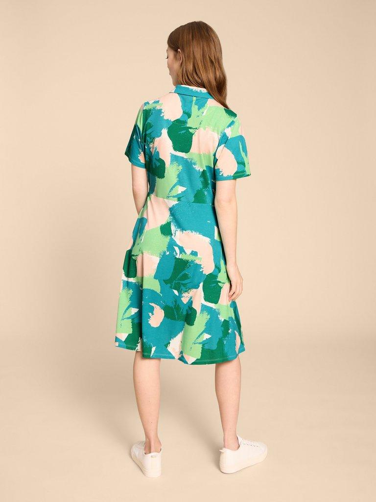 Ria Jersey Shirt Dress in GREEN PR - MODEL BACK