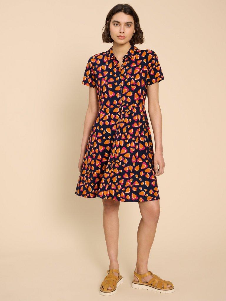 Ria Jersey Knee Length Shirt Dress in NAVY PR - MODEL DETAIL