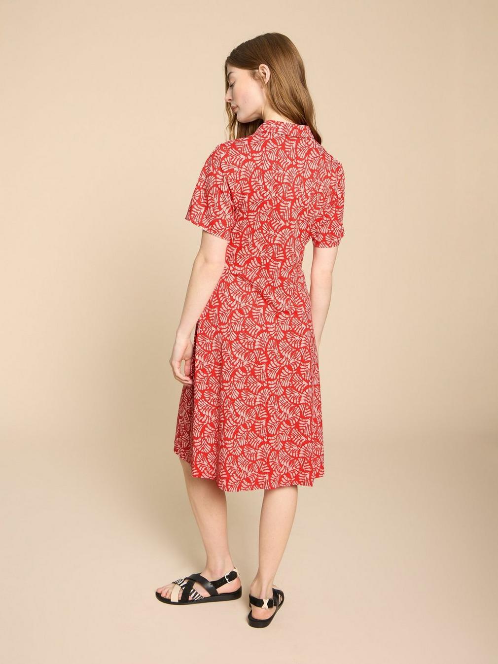 Ria Jersey Shirt Dress in RED PR - MODEL BACK