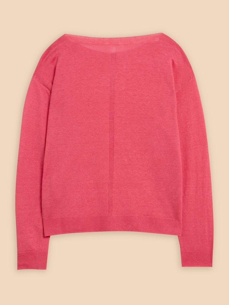 LINEN CREW JUMPER in BRT PINK - FLAT BACK