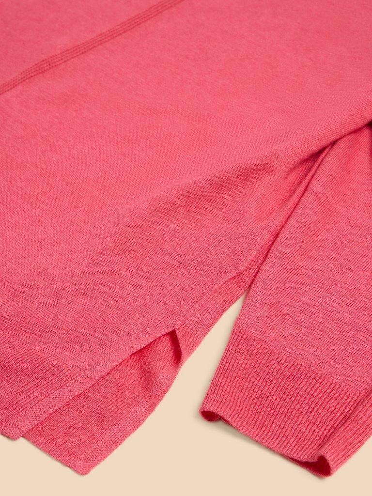 LINEN CREW JUMPER in BRT PINK - FLAT DETAIL