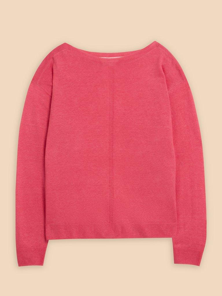 LINEN CREW JUMPER in BRT PINK - FLAT FRONT