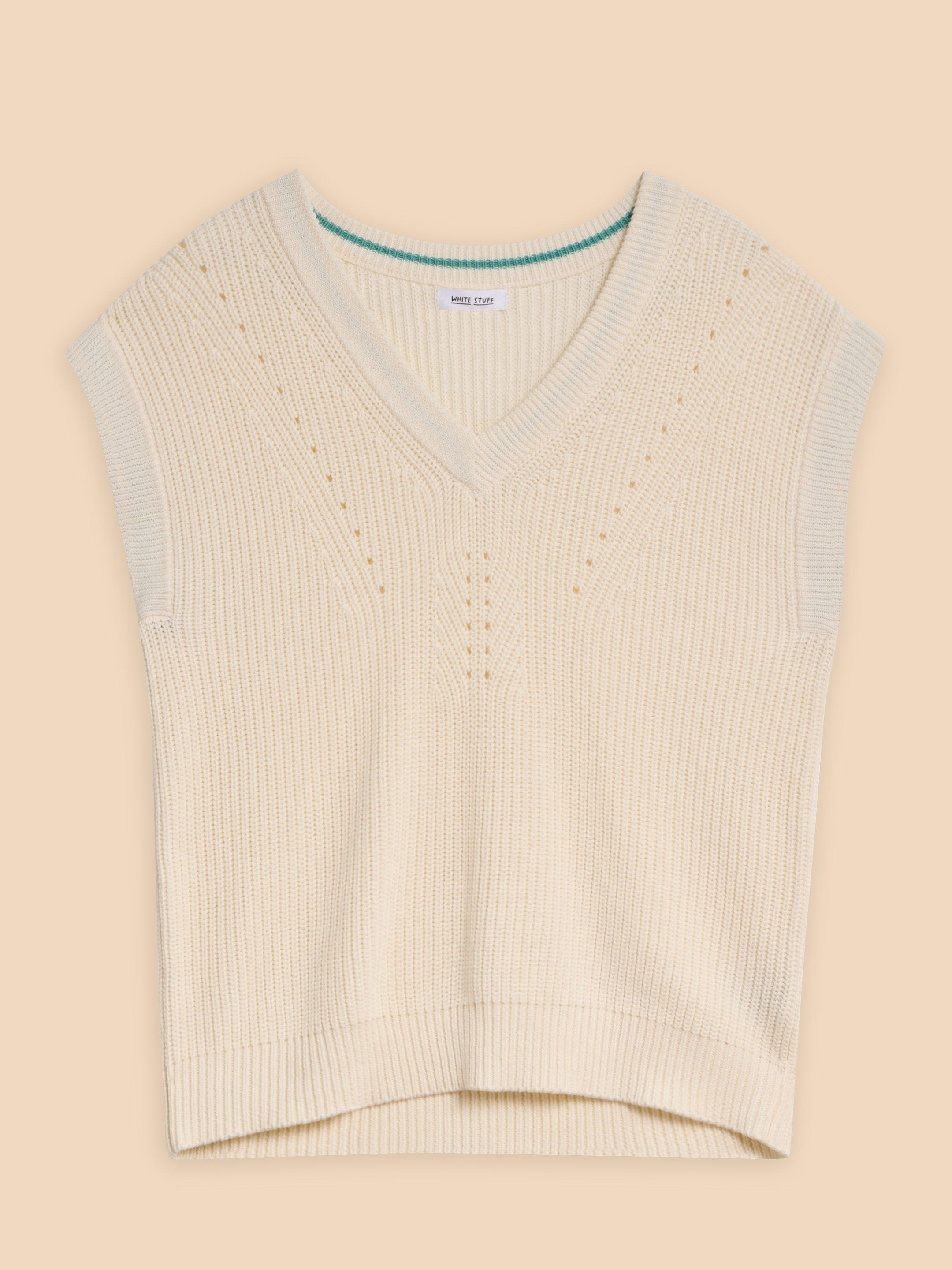 V-NECK KNIT TANK- WHITE