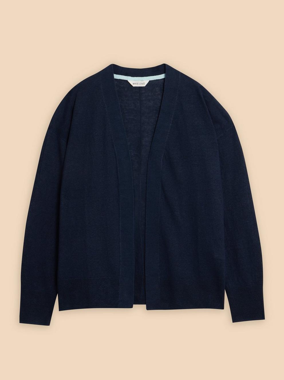 LINEN CARDI in FR NAVY - FLAT FRONT