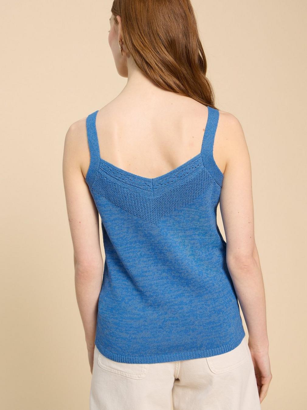 SAXON VEST in MID BLUE - MODEL BACK