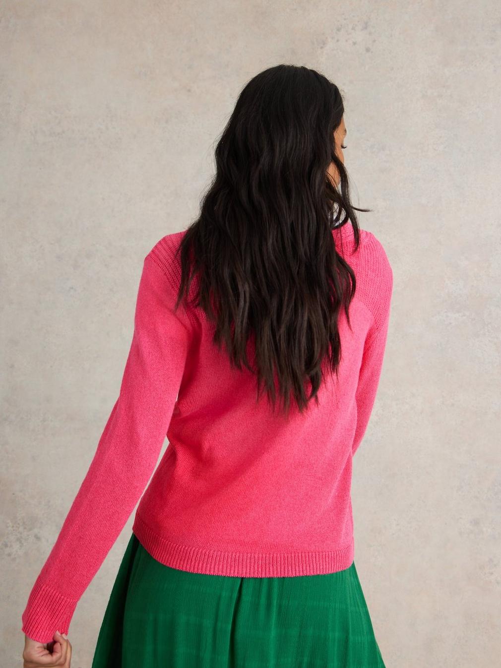 HEATHER JUMPER in MID PINK - MODEL BACK