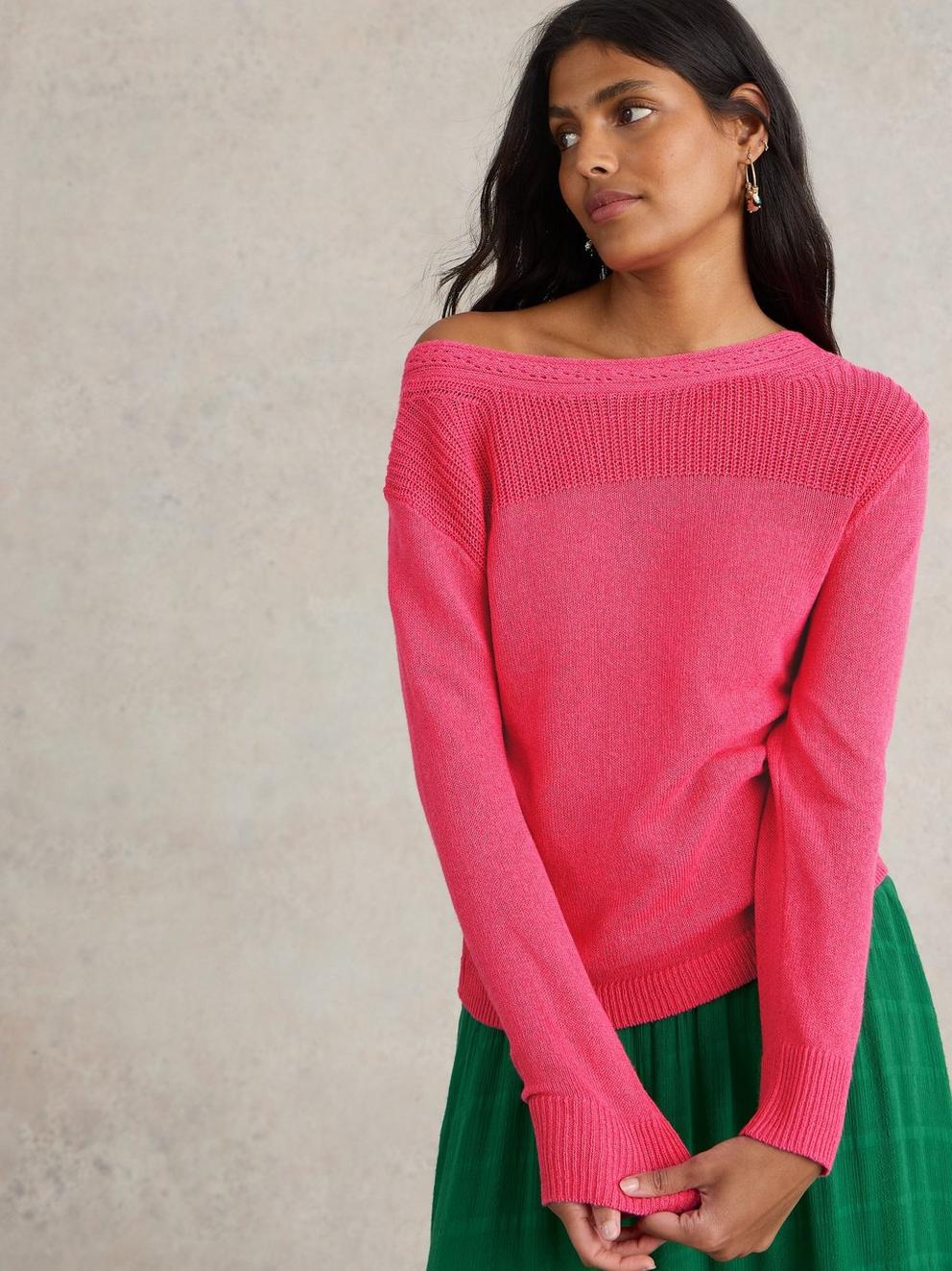 HEATHER JUMPER in MID PINK - MODEL DETAIL