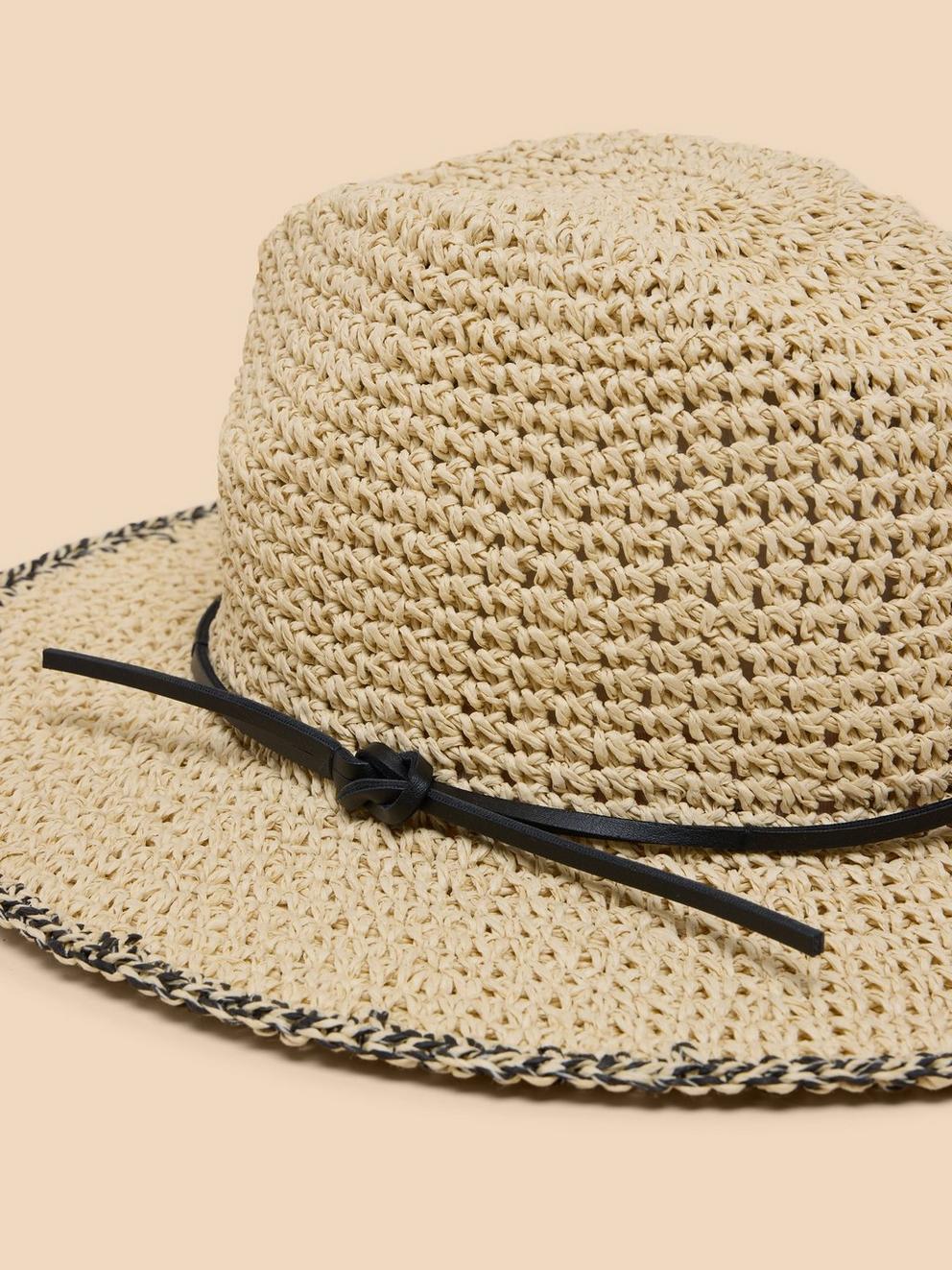 Summer Straw Fedora in NAT MLT - FLAT DETAIL